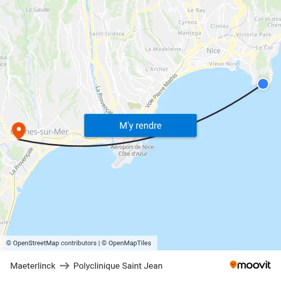 Maeterlinck to Polyclinique Saint Jean map