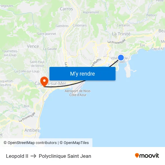 Leopold II to Polyclinique Saint Jean map