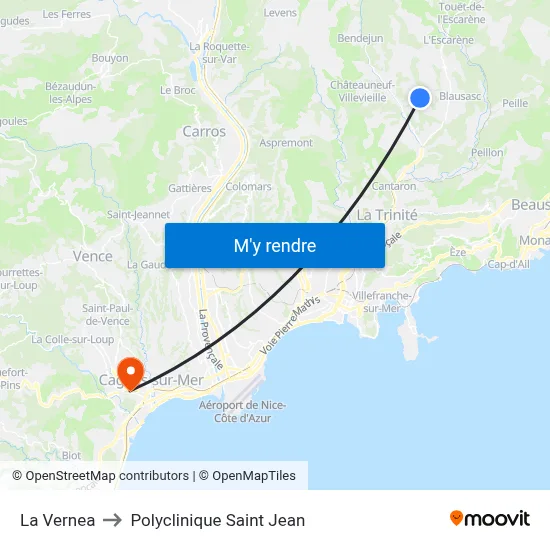 La Vernea to Polyclinique Saint Jean map