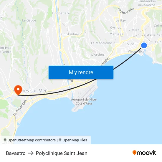 Bavastro to Polyclinique Saint Jean map