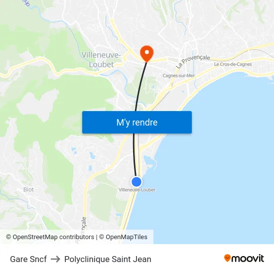 Gare Sncf to Polyclinique Saint Jean map