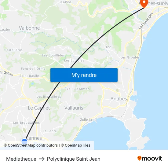 Mediatheque to Polyclinique Saint Jean map