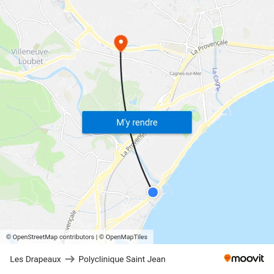 Les Drapeaux to Polyclinique Saint Jean map