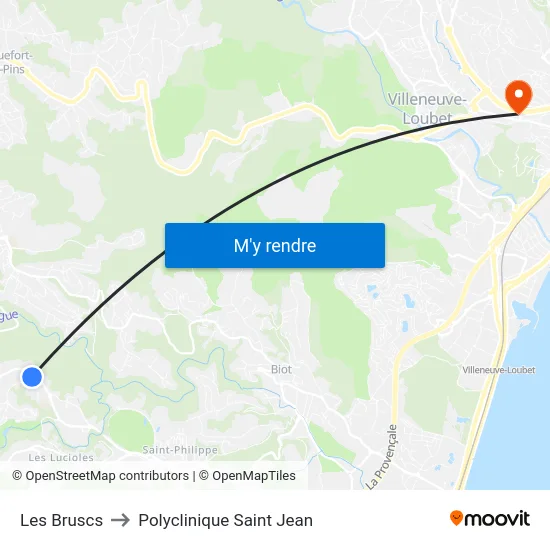 Les Bruscs to Polyclinique Saint Jean map