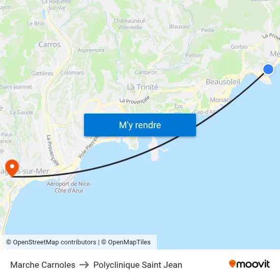 Marche Carnoles to Polyclinique Saint Jean map