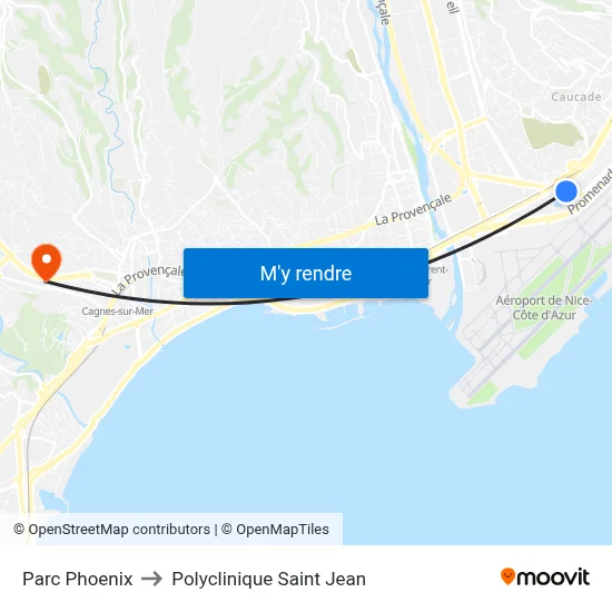 Parc Phoenix to Polyclinique Saint Jean map