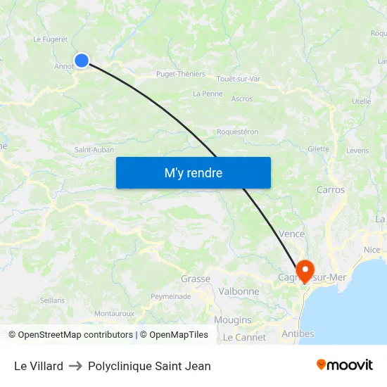 Le Villard to Polyclinique Saint Jean map