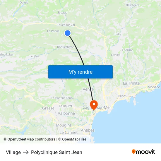 Village to Polyclinique Saint Jean map