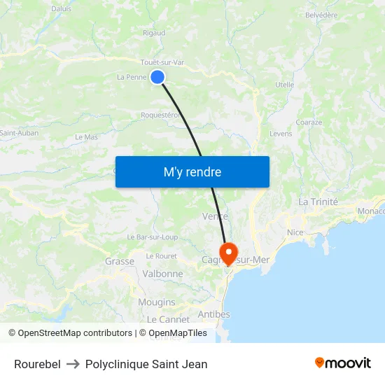 Rourebel to Polyclinique Saint Jean map