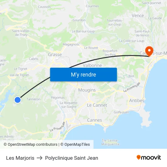 Les Marjoris to Polyclinique Saint Jean map