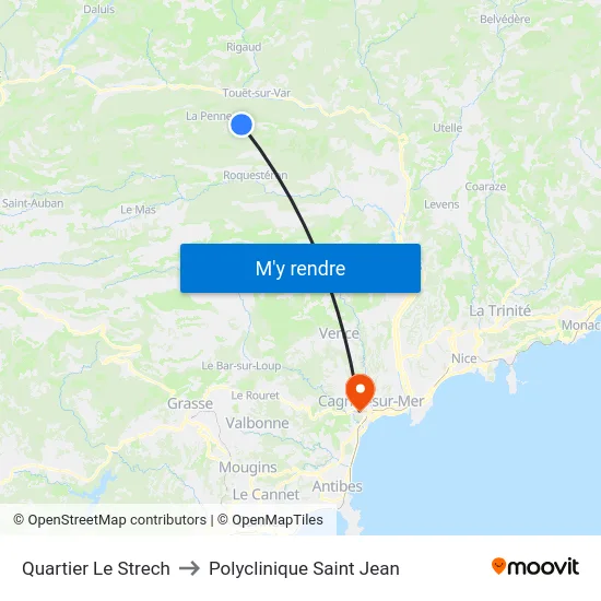 Quartier Le Strech to Polyclinique Saint Jean map