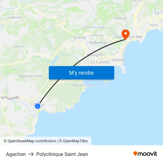 Agachon to Polyclinique Saint Jean map