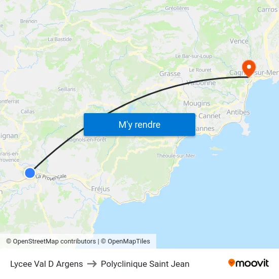 Lycee Val D Argens to Polyclinique Saint Jean map