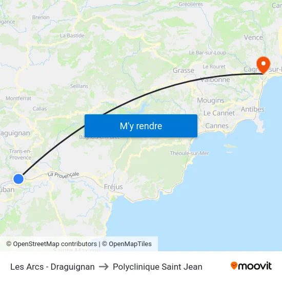 Les Arcs - Draguignan to Polyclinique Saint Jean map