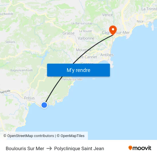 Boulouris Sur Mer to Polyclinique Saint Jean map