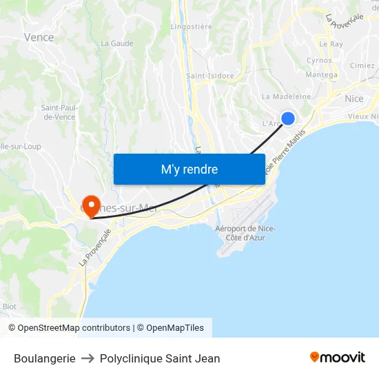 Boulangerie to Polyclinique Saint Jean map