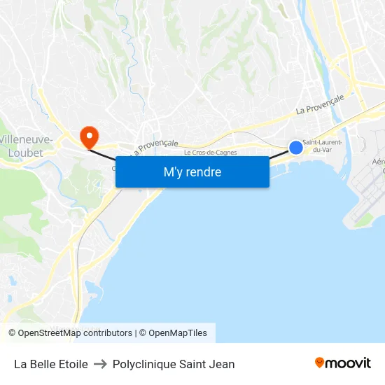 La Belle Etoile to Polyclinique Saint Jean map
