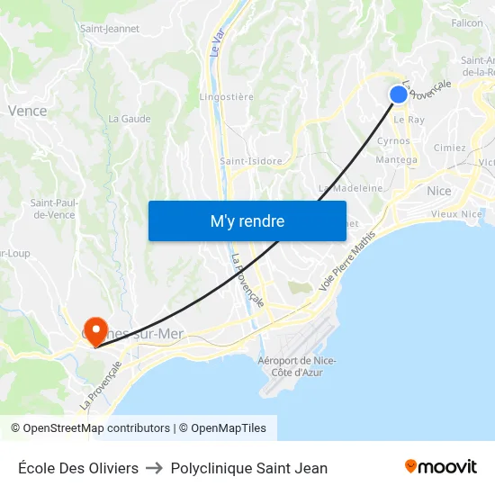 École Des Oliviers to Polyclinique Saint Jean map