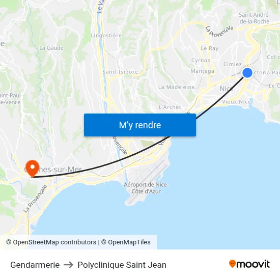 Gendarmerie to Polyclinique Saint Jean map