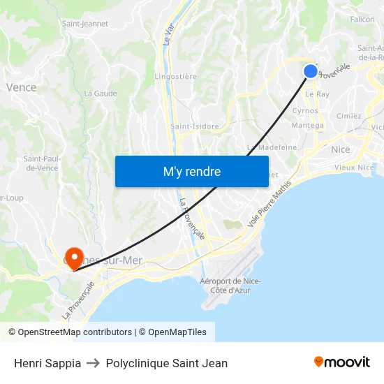 Henri Sappia to Polyclinique Saint Jean map