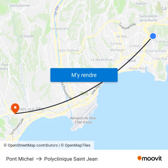 Pont Michel to Polyclinique Saint Jean map