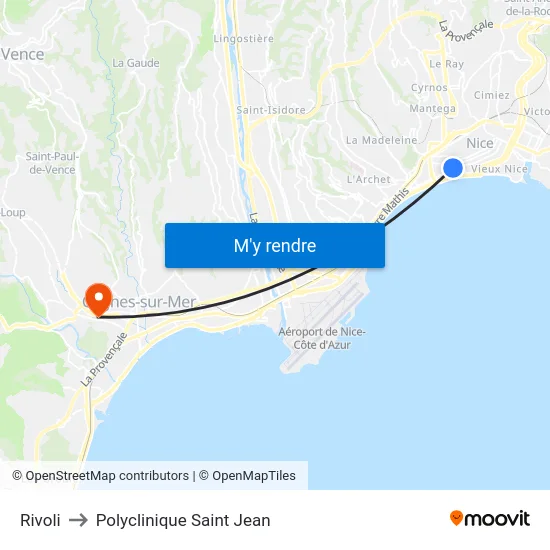 Rivoli to Polyclinique Saint Jean map