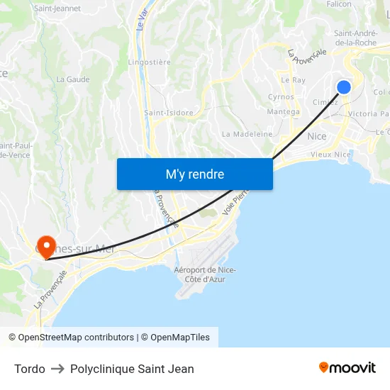 Tordo to Polyclinique Saint Jean map
