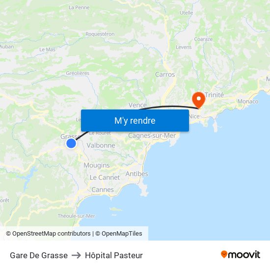 Gare De Grasse to Hôpital Pasteur map