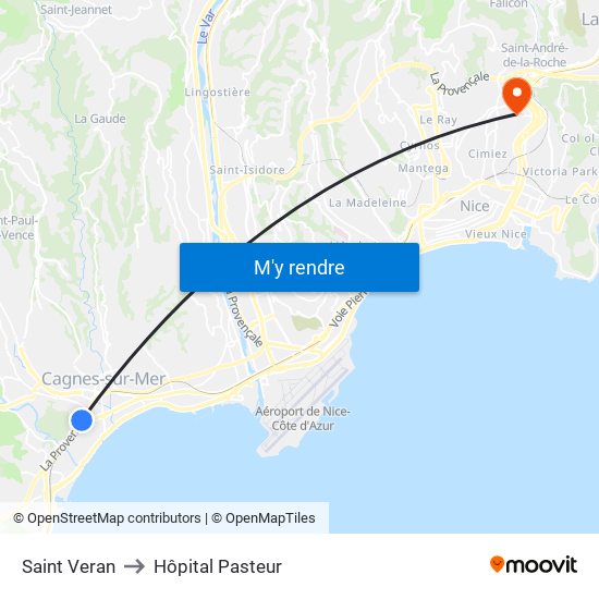 Saint Veran to Hôpital Pasteur map