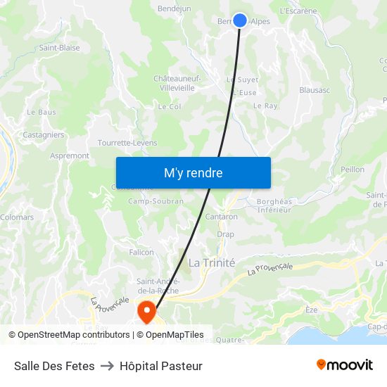 Salle Des Fetes to Hôpital Pasteur map