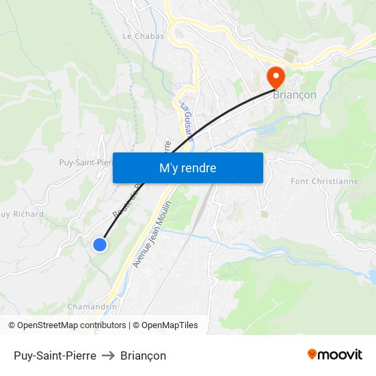 Puy-Saint-Pierre to Briançon map