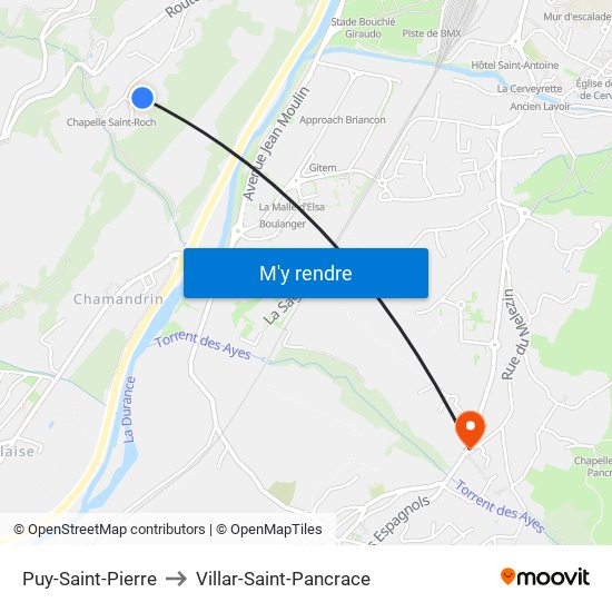 Puy-Saint-Pierre to Villar-Saint-Pancrace map