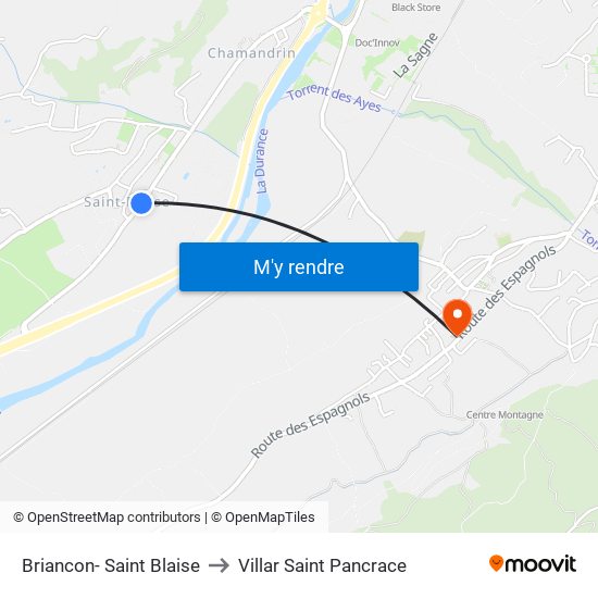 Briancon- Saint Blaise to Villar Saint Pancrace map