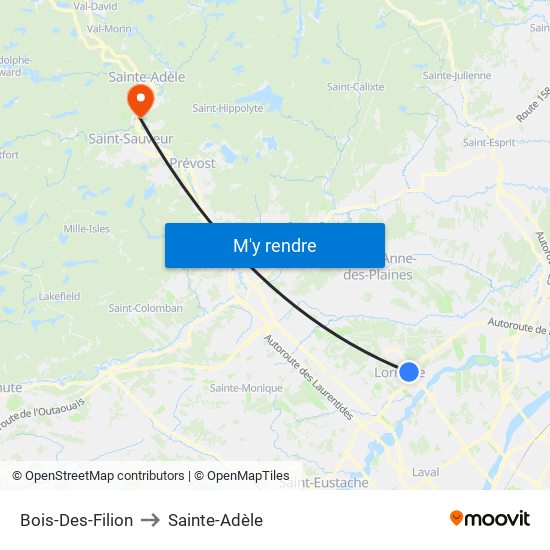 Bois-Des-Filion to Sainte-Adèle map