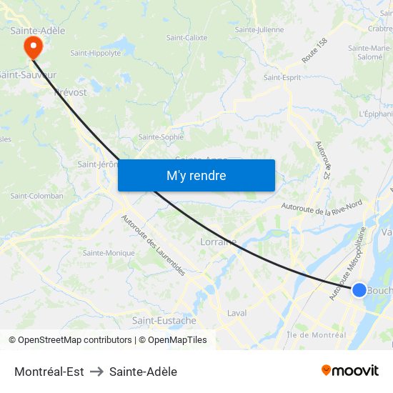 Montréal-Est to Sainte-Adèle map