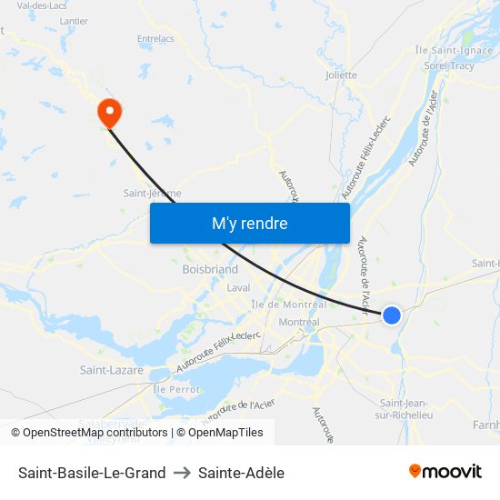 Saint-Basile-Le-Grand to Sainte-Adèle map