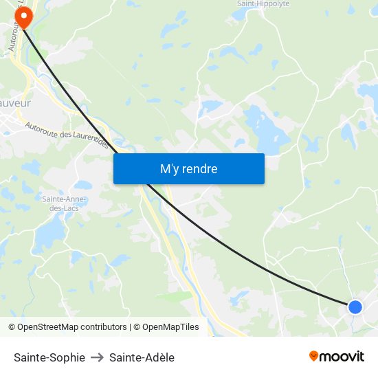 Sainte-Sophie to Sainte-Adèle map