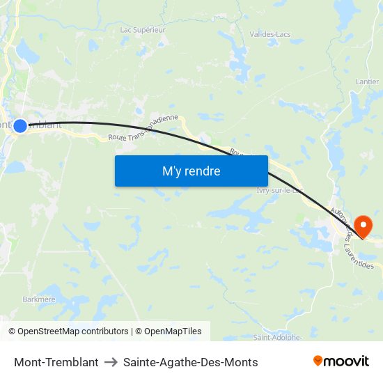 Mont-Tremblant to Sainte-Agathe-Des-Monts map