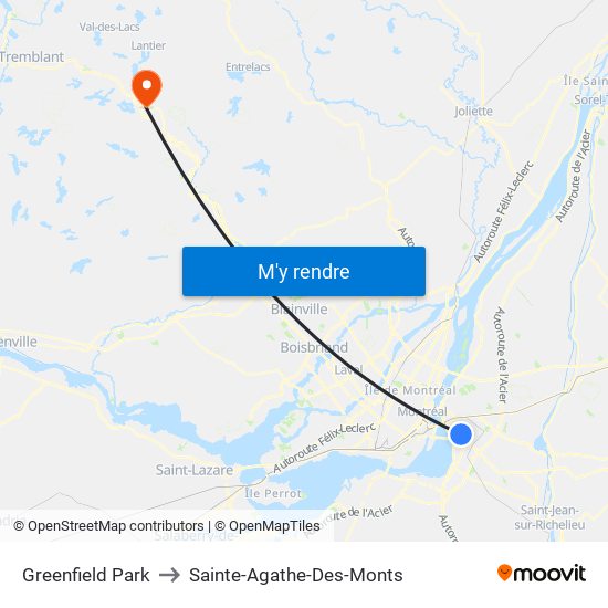 Greenfield Park to Sainte-Agathe-Des-Monts map