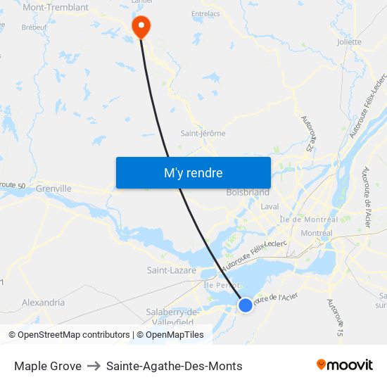 Maple Grove to Sainte-Agathe-Des-Monts map