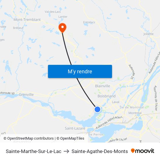 Sainte-Marthe-Sur-Le-Lac to Sainte-Agathe-Des-Monts map