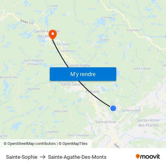 Sainte-Sophie to Sainte-Agathe-Des-Monts map