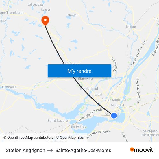 Station Angrignon to Sainte-Agathe-Des-Monts map