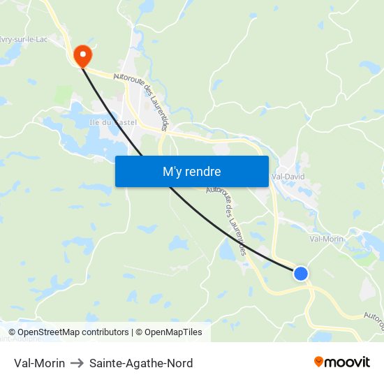 Val-Morin to Sainte-Agathe-Nord map