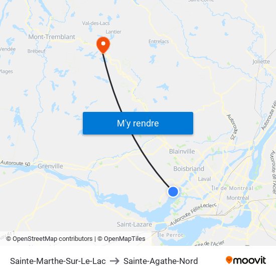 Sainte-Marthe-Sur-Le-Lac to Sainte-Agathe-Nord map