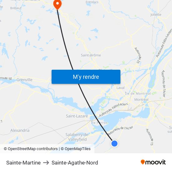 Sainte-Martine to Sainte-Agathe-Nord map