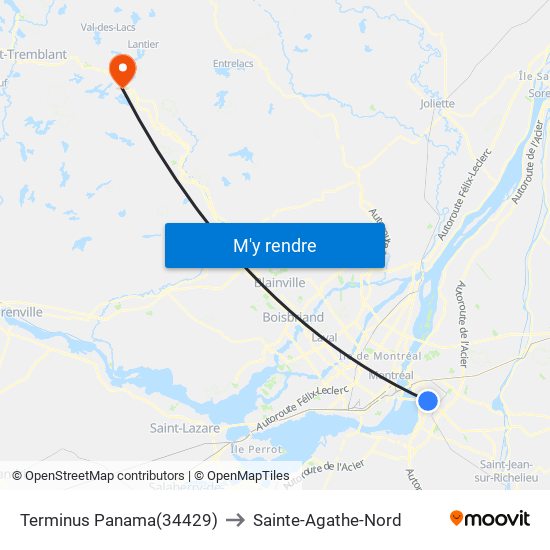 Terminus Panama to Sainte-Agathe-Nord map