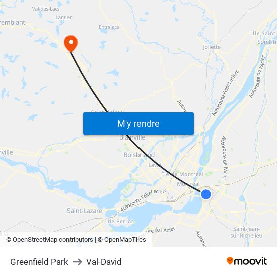 Greenfield Park to Val-David map