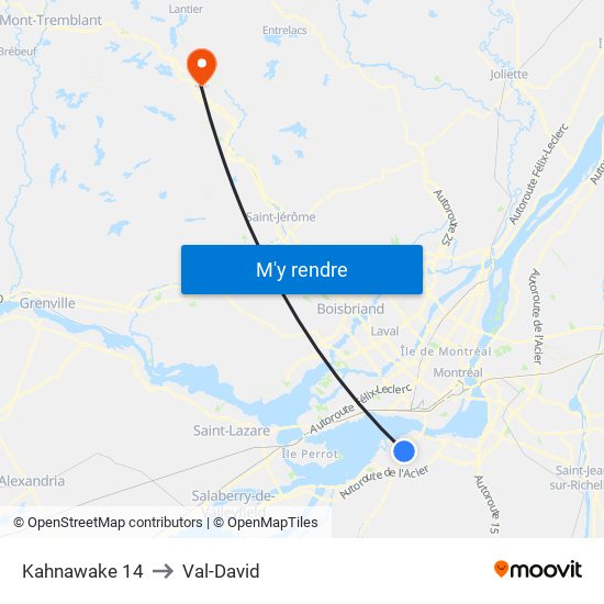 Kahnawake 14 to Val-David map