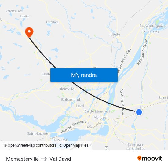 Mcmasterville to Val-David map